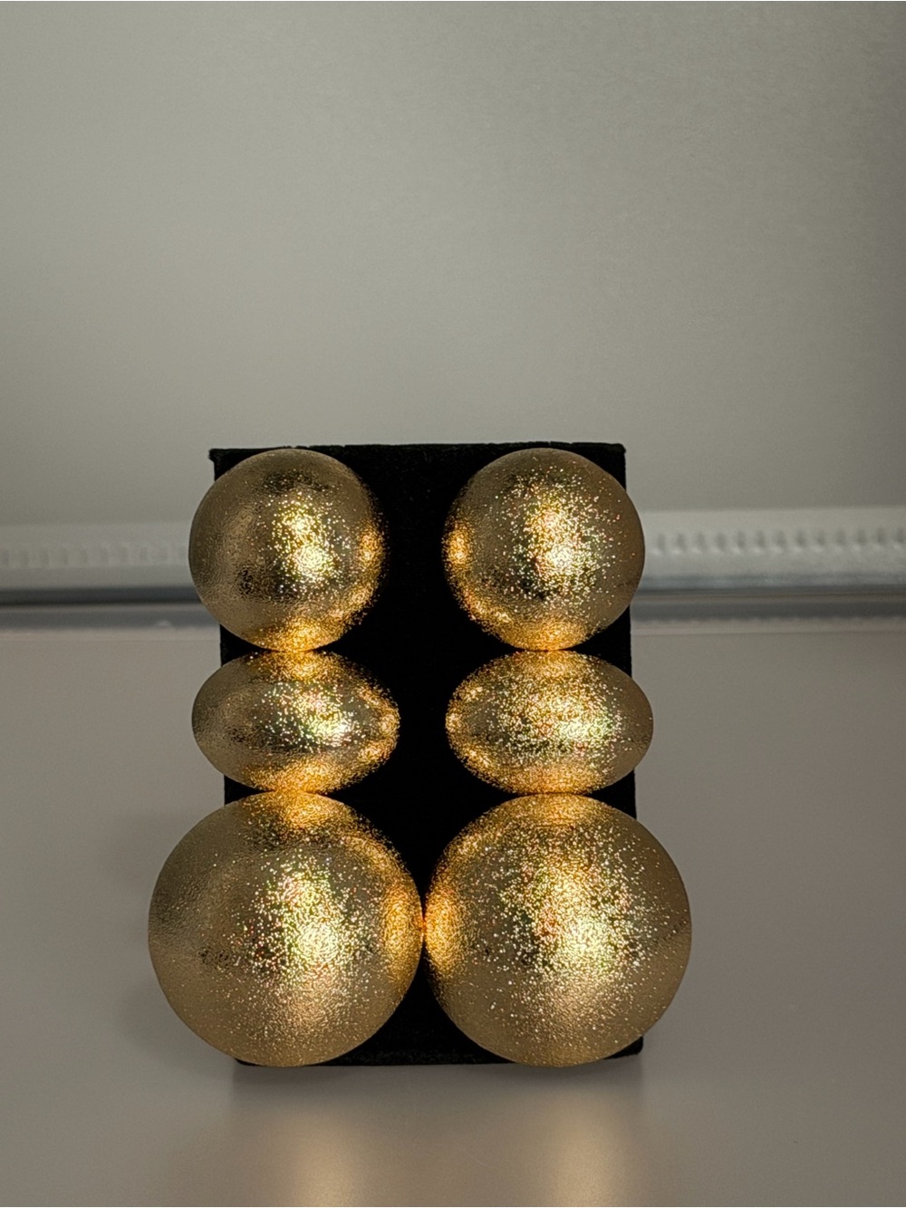 New Arrivals ! Gold Glitter Dome Earrings
